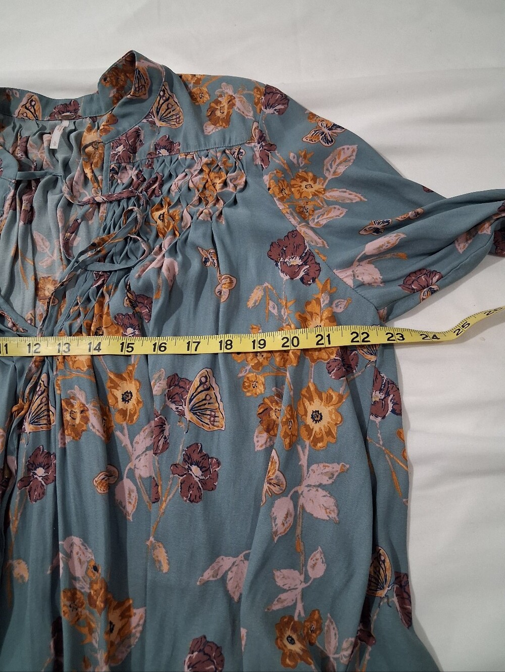 Free People Dusty Blue Floral Smocked Tunic - Picture 10 of 12